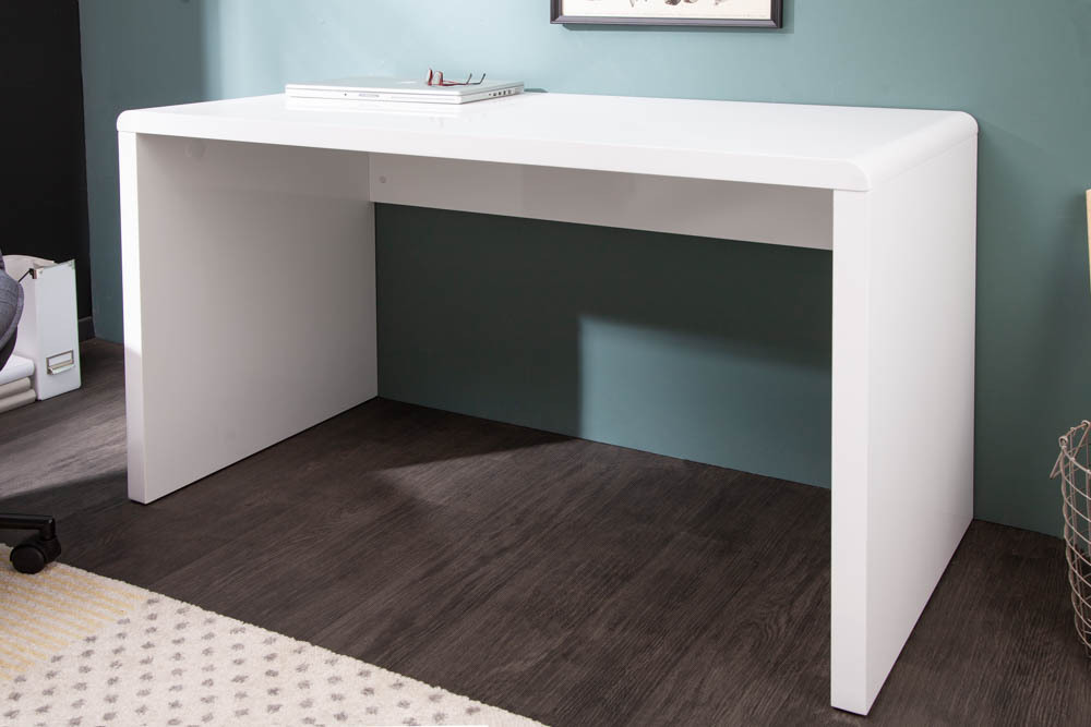 Design Schreibtisch FAST TRADE 120cm weiß Hochglanz Bürotisch