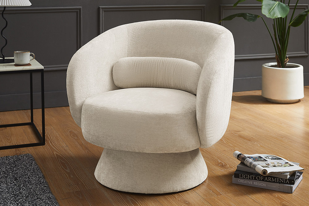 Drehbarer Design Sessel BOSSA NOVA beige Chenille