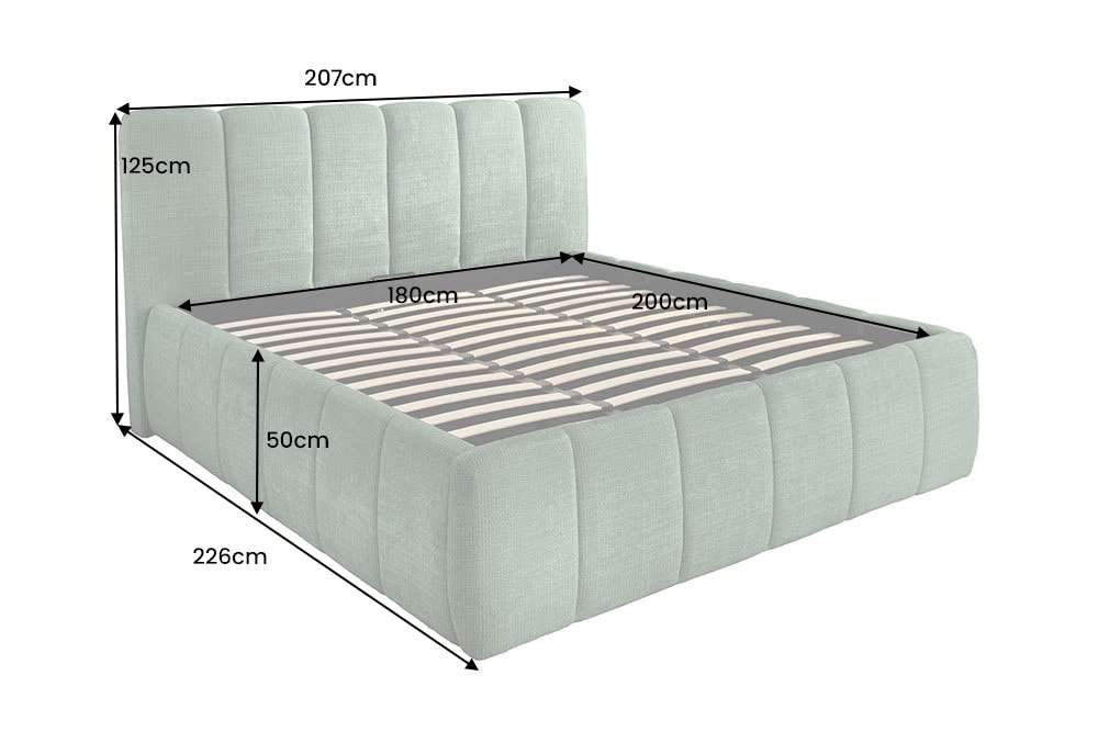 Design Boxbett ADLON 180x200cm petrol grün Chenille Cremona mit Stauraum und Lattenrost